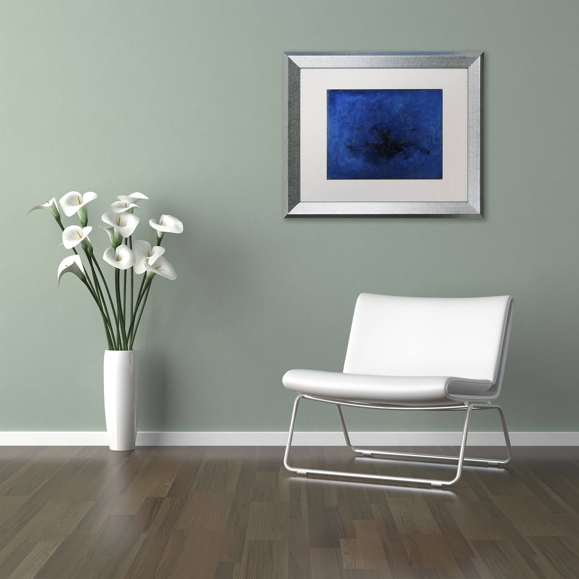 Trademark Fine Art "Deep Blue" Canvas Art by Joarez, White Matte, Silver Frame