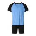 thumbnail image 3 of Men ‘s Summer Pajamas Sets Contrast Color Short Sleepwear Loungewear Pajama Set Home Clothes, 3 of 5