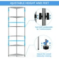 thumbnail image 3 of Pentagonal Corner Storage Rack, 6 Tier Metal Corner Shelf Wire Shelving Unit, 600lbs Capacity, NSF, Adjustable Height, Leveling Feet and Liners, Ideal for Bathroom, Kitchen, 72"H x 20"L x 20"W Chrome, 3 of 6