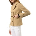 thumbnail image 5 of INSPIRE CHIC Women's Winter Worsted Notched Lapel Double Breasted Overcoat XS Khaki, 5 of 9