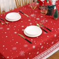 thumbnail image 3 of Christmas Tablecloth for Rectangle Tables 60x84, Red Snowflake Christmas Table Cloth Washable Xmas Decorative Table Cover for Holiday Party Kitchen Dining Room Indoor Outdoor, 3 of 6