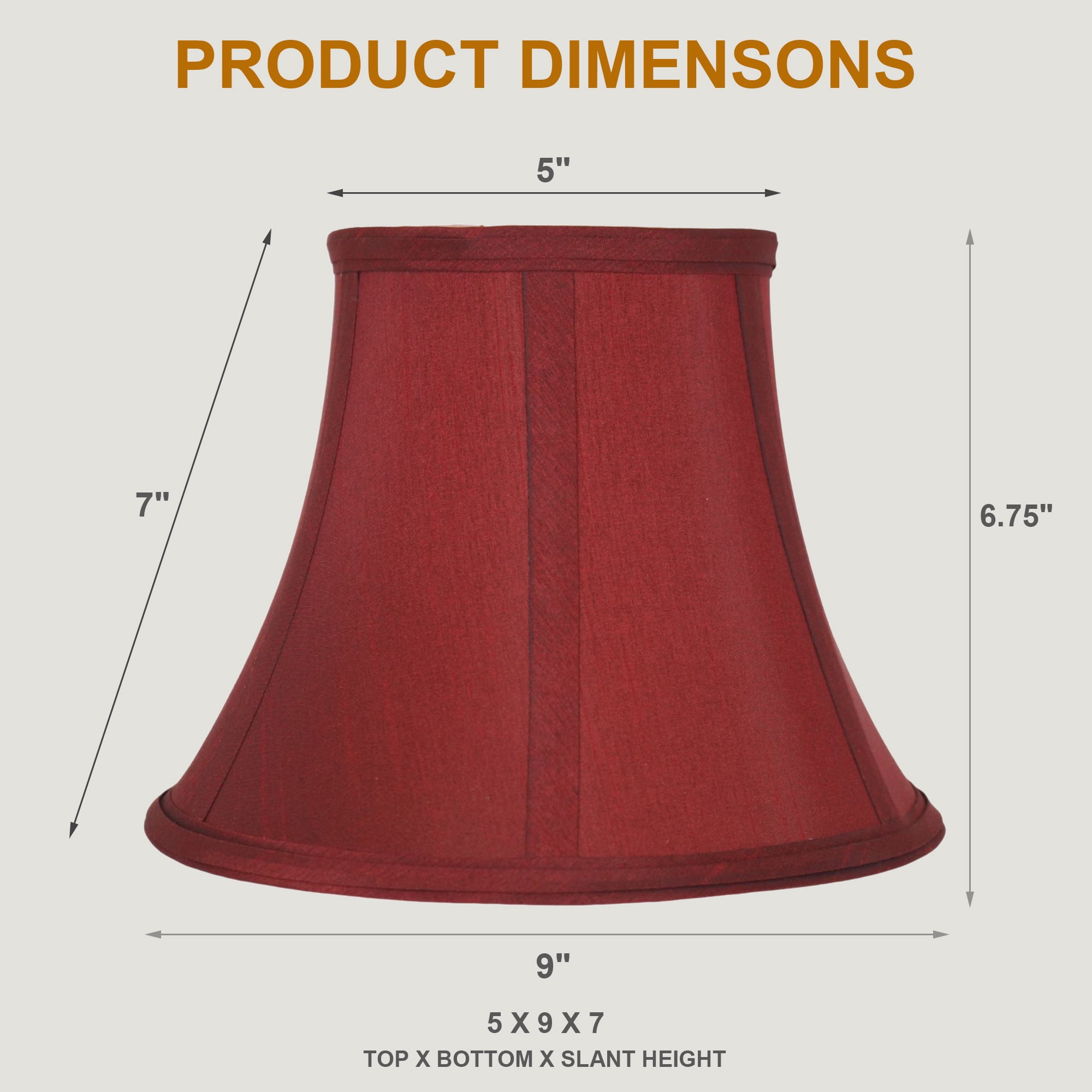 Urbanest Faux Silk Bell Lamp Shade, 5x9x7", Burgundy, Set of 2