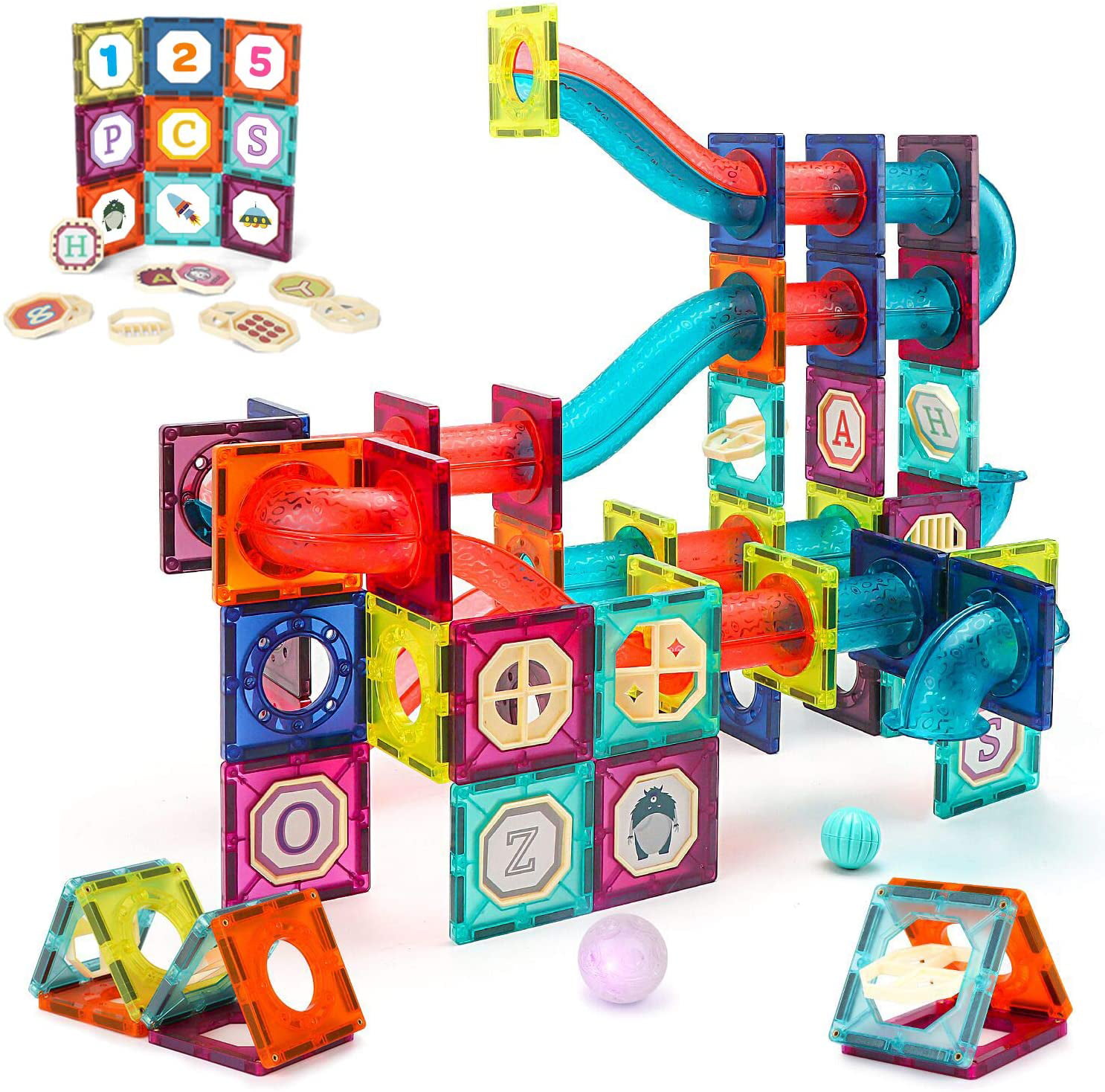 STEM Educational Logic Creativity & Imagination Toy Kit Upgraded Version DISCOVERY KIDS Magnetic Tile Set Building Blocks Construction Kits 25 Piece in 6 Colors For Preschool Storage Bag Included 