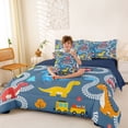 thumbnail image 3 of Castle Fairy Cartoon Train Bedding Comforter Set 7-Piece for Kids, Dinosaur Pattern King Bedding Sets for Bedroom, Blue Red,Navy Blue Reversible, 3 of 7
