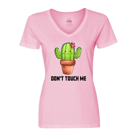 Inktastic Cute Cactus Dont Touch Me Women's V-Neck T-Shirt