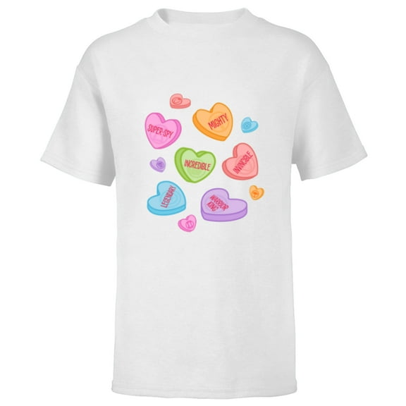 Marvel Avengers Candy Hearts Valentine's Day - Short Sleeve T-Shirt for Kids - Customized-White