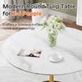 thumbnail image 6 of KATBOC 42.13in Round Marble Dining Table Set with 2 Teddy Velvet Chairs, Gold Tulip Base, Modern Small Space Kitchen, Dining Room, White, 6 of 7