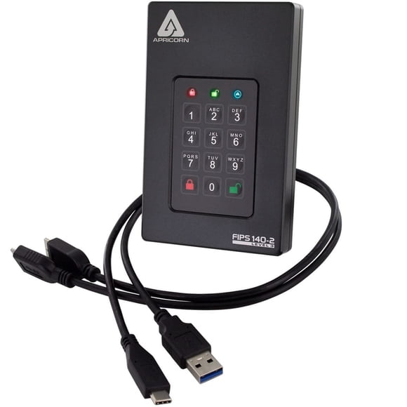 Unidad portátil Apricorn Aegis Fortress L3- 2TB USB 3.0 negra