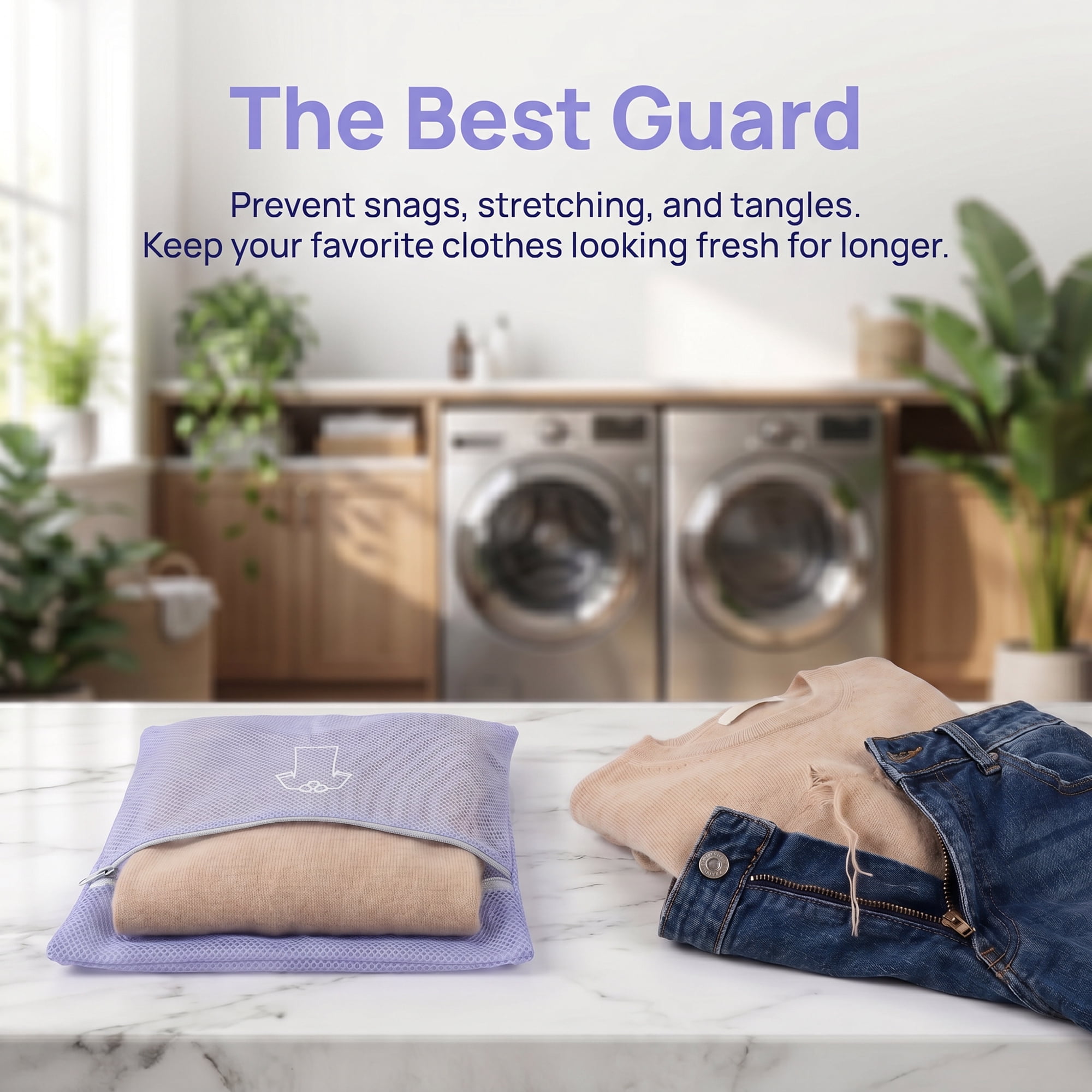 Durable Polyester Mesh Laundry Bags with Zipper Closure for Delicate Clothing Protection Purple