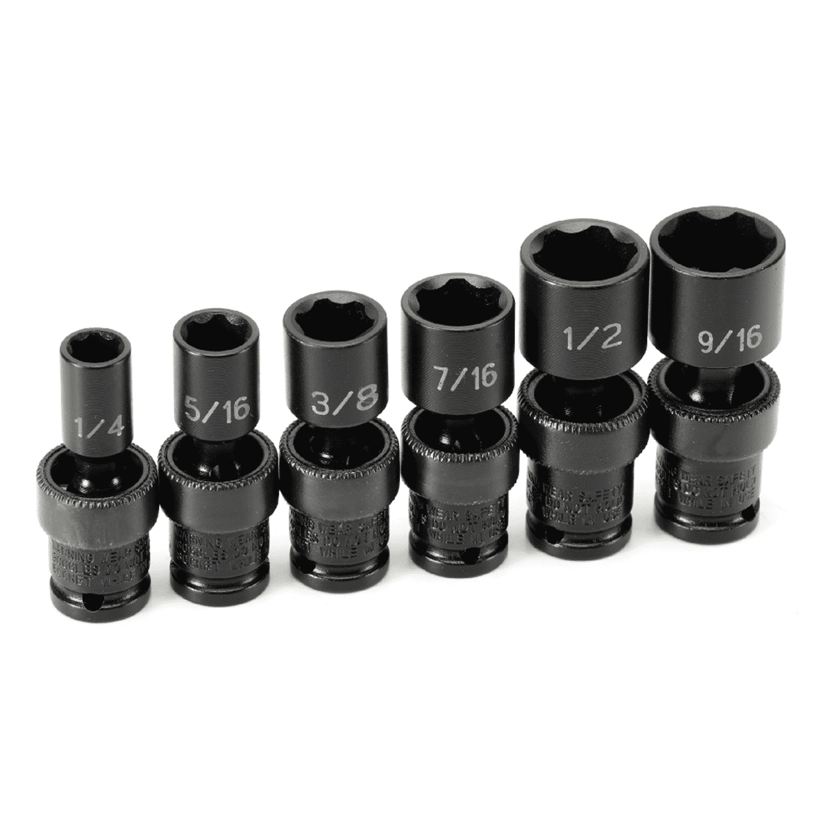 Grey Pneumatic 9706U 6pc 1/4" Drive 6pt Fracl Universal Impact Socket Set