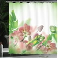 thumbnail image 4 of Ambesonne Spring Shower Curtain, Orchids Blossoms Leaves, 69"Wx70"L, Peach and Green, 4 of 5