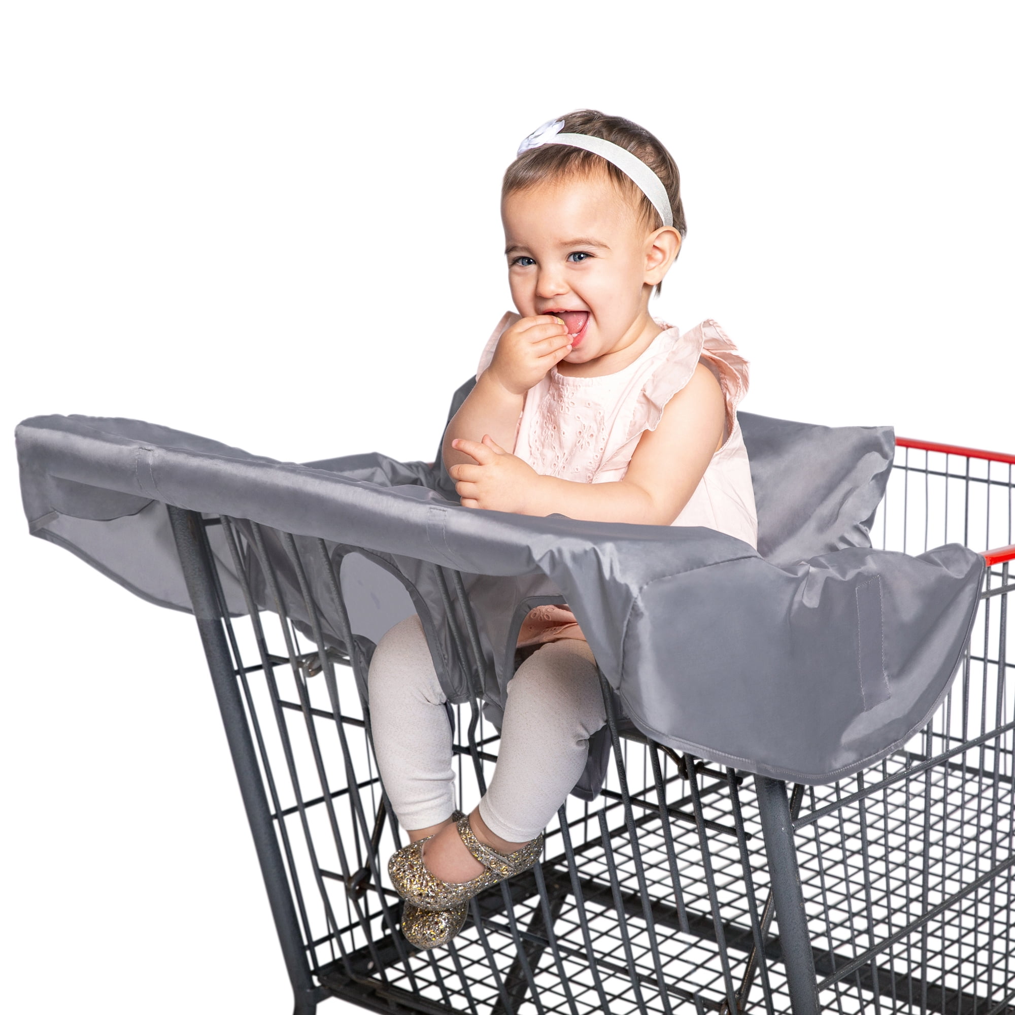 Includes Free Carry Bag Shopping Cart Cover for Baby- 2-in-1 Foldable Portable Seat with Bag for Infant to Toddler Compatible with Grocery Cart Seat and High Chair Gray Medallion 
