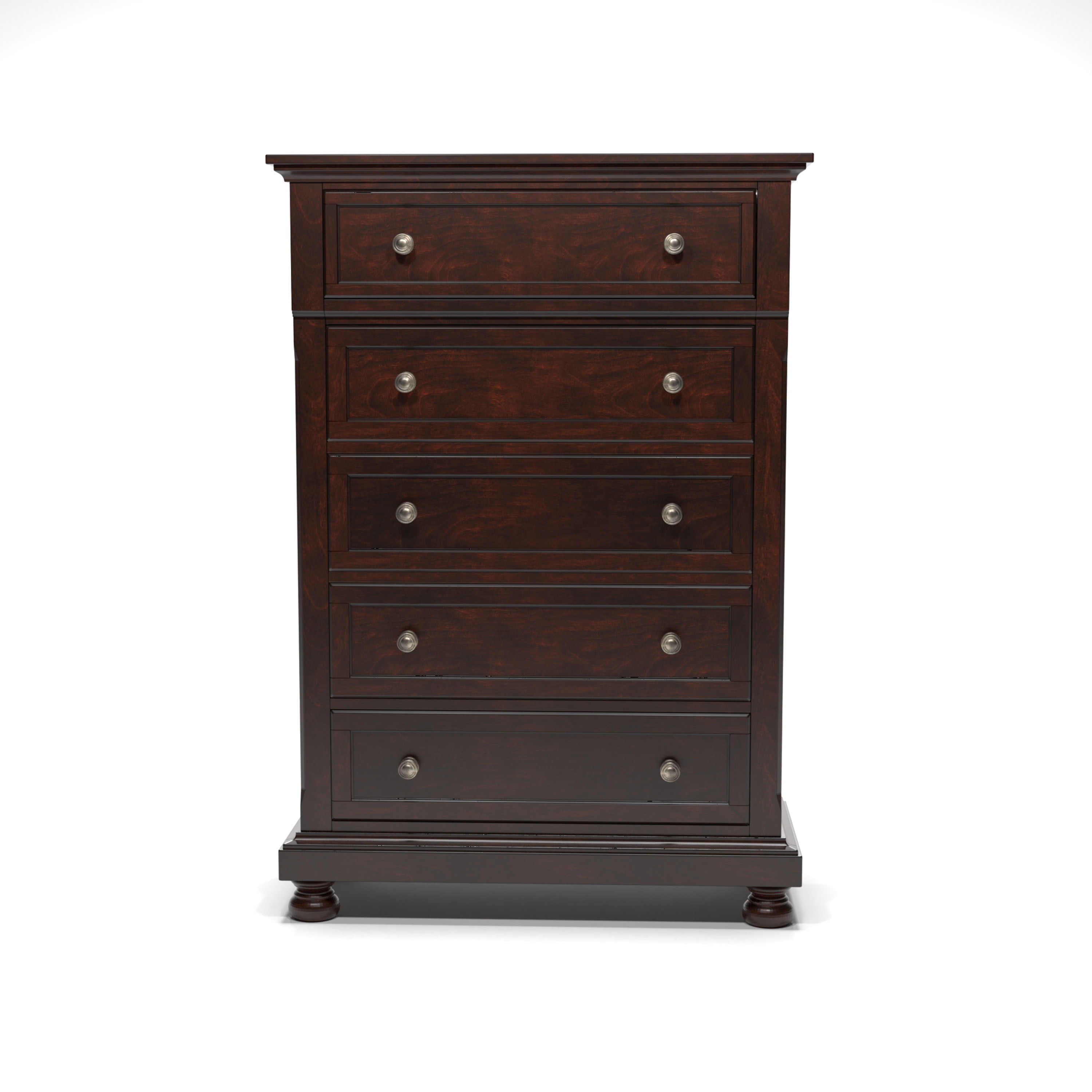 Violeta Transitional Wooden 5-Drawer Chest, Dark Cherry