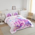 thumbnail image 3 of Erosebridal Ensembles de Couette Château de Rêve Format Simple, Couettes et Duvets Papillon Arc-en-Ciel, Décor Thème Princesse, Réversible 2 Pcs, 3 of 7