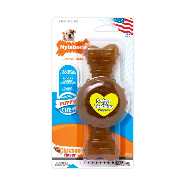 Nylabone Puppy Chew Ring Bone Chicken Flavor Medium/Wolf Up to 35 lbs.