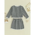 thumbnail image 3 of Bagilaanoe 2Pcs Little Girls Fall Clothing Set Toddler Plaid Long Sleeve Cardigan Tops + Mini Skirt 3T 4T 5T 6T Kids Casual Skirt Set, 3 of 7