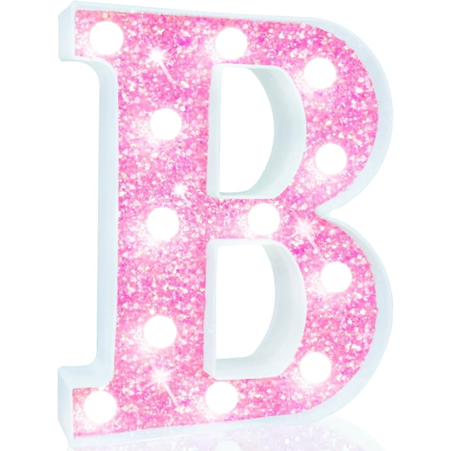Carpa LED Pooqla con forma de letra para marquesina, color rosa claro, funciona con pilas