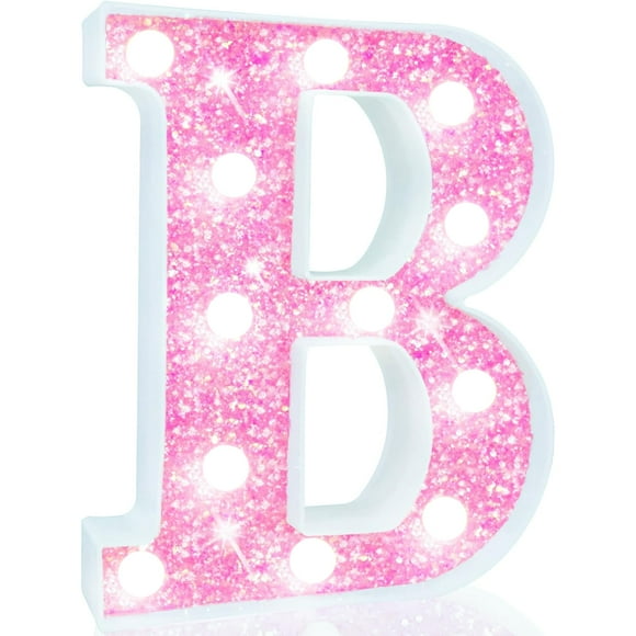 Carpa LED Pooqla con forma de letra para marquesina, color rosa claro, funciona con pilas