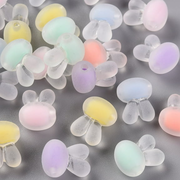 50pc Transparent Acrylic Beads Frosted Bead in Bead Rabbit Head Mixed Color 15.5x12x9.5mm Hole: 2mm