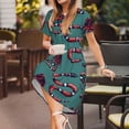 thumbnail image 3 of Disketp Snake And Rose para Vestido de Manga Corta para Mujeres, Vestidos de Verano para Mujeres, Casual y Holgado para la Playa, 3 of 6