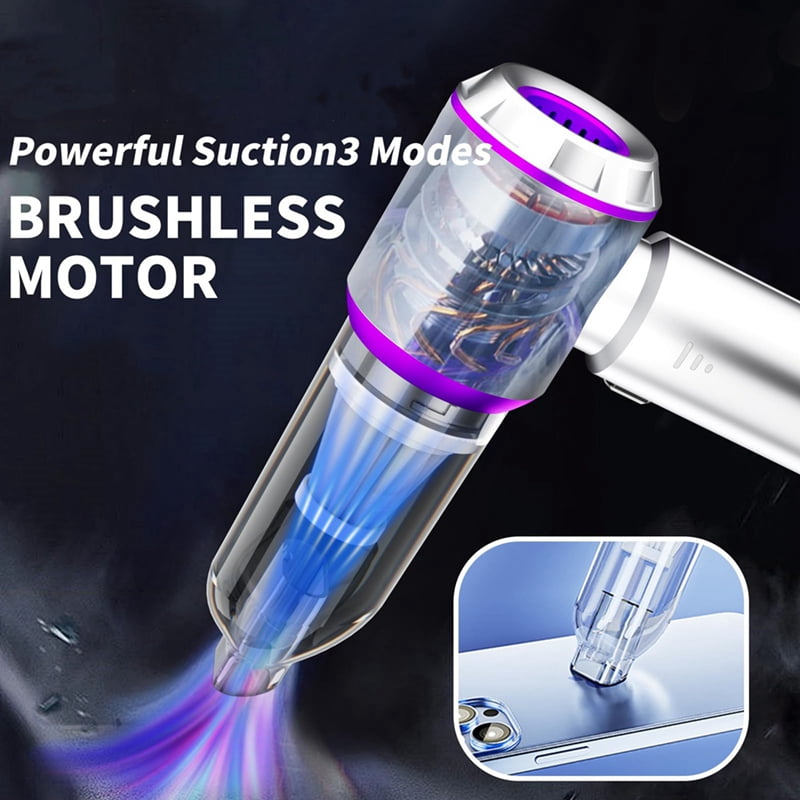 Car Vacuum Portable Cordless Mini Vacuum Cleaner Compressed Air Duster&Air Blower&Pump Hand Held Vacuum Silver