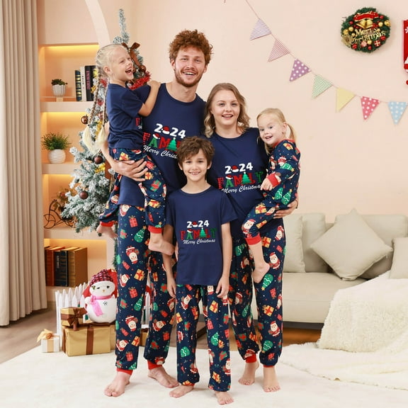 Lovskoo 2024 Family Christmas Pajamas Matching Sets Onesie Deer Hooded Parent-Child Suit Printed Home Wear Pajamas Jumpsuit Wear Mom White