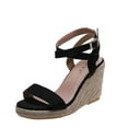 thumbnail image 1 of Womens Wedge Espadrilles Platform Cross Strap Ankle Buckle Open Toe Slingback Summer Sandals, 1 of 7