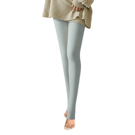 

wendunide leggings Women s Knitting Twist Bottoming Socks Pantyhose Autumn And Winter Plush Thickened Thermal Leggings Grey 1B