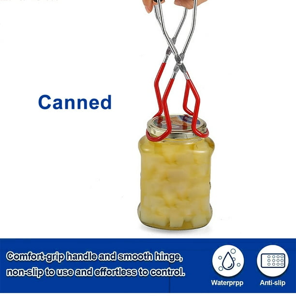 Pinzas para tarros de conserva con mango de agarre, pinzas para conservas de acero inoxidable, antiescaldaduras, antideslizantes, pinza de boca ancha para cocina y restaurante