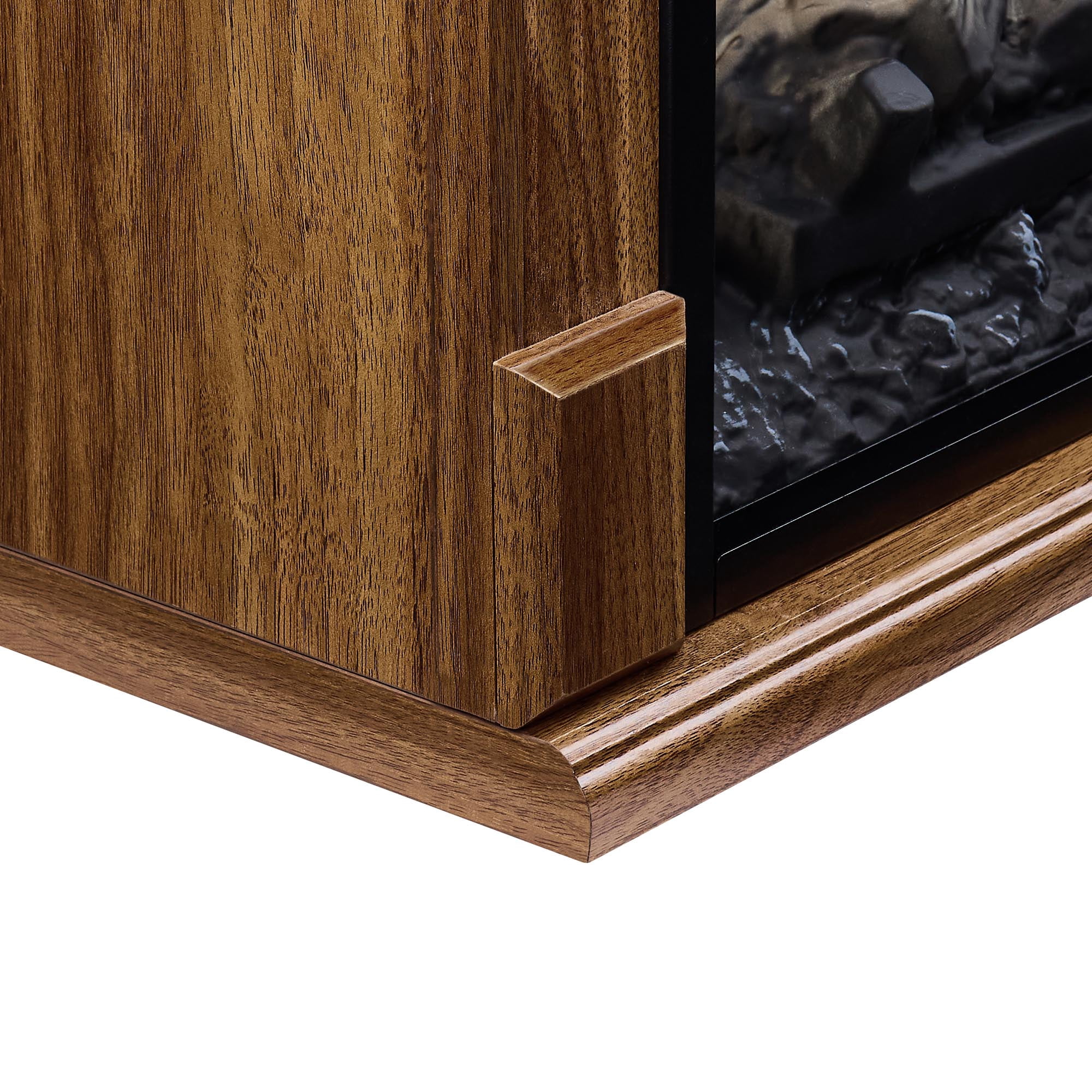 CQSXDA Realistic Flame Effect Antique Black 28" Free-Standing Mantel Electric Fireplace Heater Caster Wheel