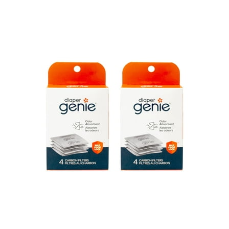 2 Pack - Diaper Genie Carbon Filter, Diaper Pail Odor Eliminator & Deodorizer, Compatible with the Diaper Genie Complete and Expressions Pail, 4 Count
