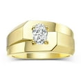 thumbnail image 1 of RYLOS Men's Rings 14K Yellow Gold Ring Classic Solitaire 7X5MM Oval Shape Gemstone Designer Band White Topaz April Birthstone Rings For Men Size 12, 1 of 5