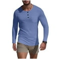 thumbnail image 2 of asjyhkr Shirts for Men Crew Neck Long Sleeve Undershirts Solid Color Casual Breathable Running Gym Workout Tops with Pocket, 2 of 9