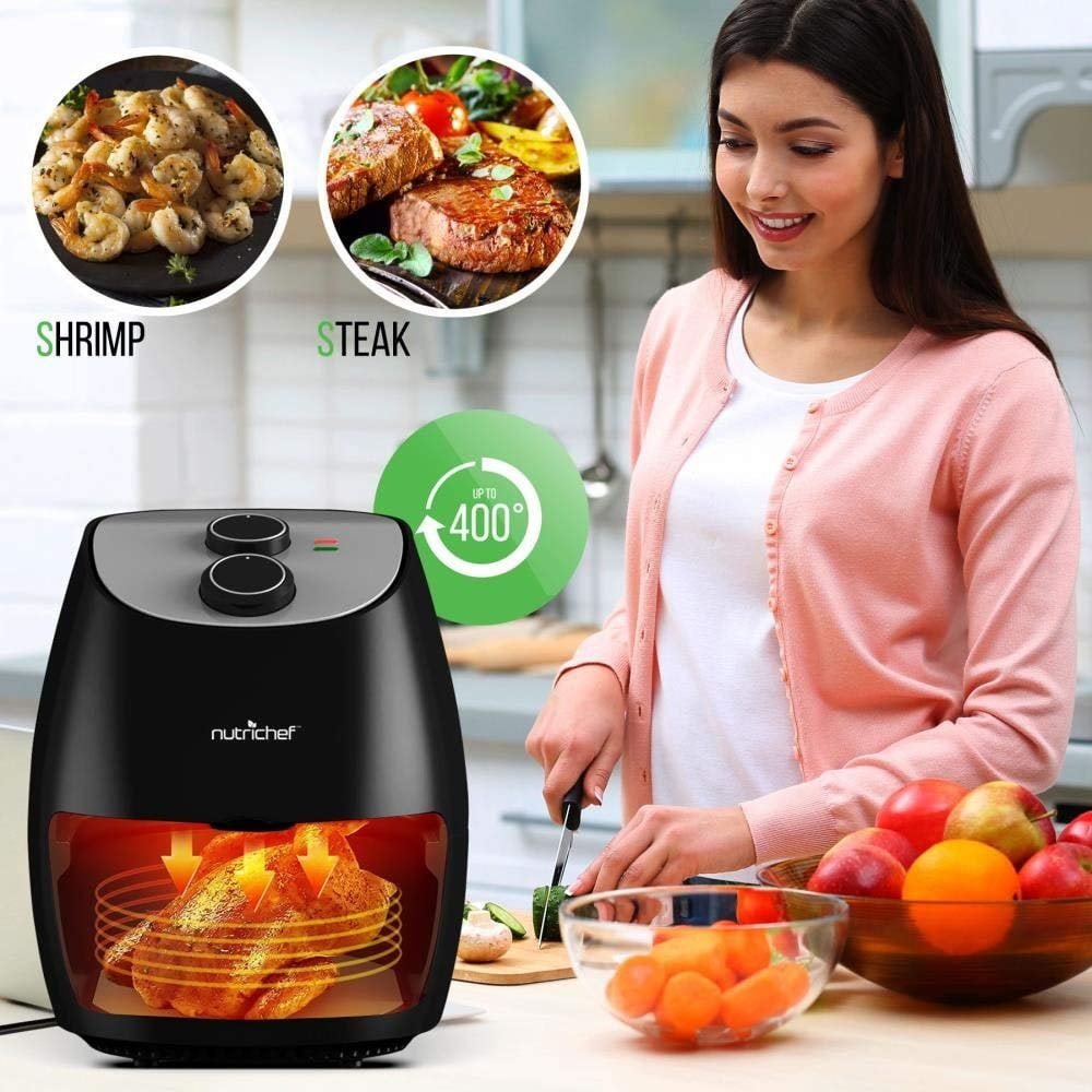 NutriChef Convection Oven Cooker Air Fryer with Removable Basket,  Black/Silver, Easy Access, Healthy Meal Prep, Faster Meals in the Air Fryers  department at
