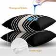 thumbnail image 4 of Throw Pillow Covers 24x24 Inch Set of 2, Black Beige Striped Waterproof Outdoor Pillow Covers, Modern Farmhouse Retro Lines Decorative Cushion Pillowcases for Couch, Sofa, Bed, Garden, Patio, 4 of 9