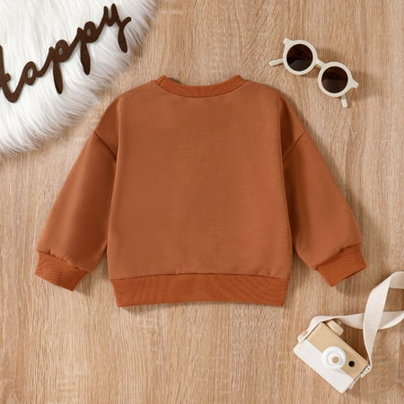 

Cathalem Tunics for Girls Size Toddler Boys Girls Long Sleeve Cartoon Prints T Shirt Tops Pullover Clothes Girls Size 16 Clothes Shirt Coffee 3-4 Years