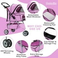 thumbnail image 3 of YRLLENSDAN,Dog Strollers For Medium Dogs,Cat Strollers For 2 Cats,Dog Strollers For Small Dogs,With A Cup Holder,Removable,Waterproof,Pink, 3 of 7