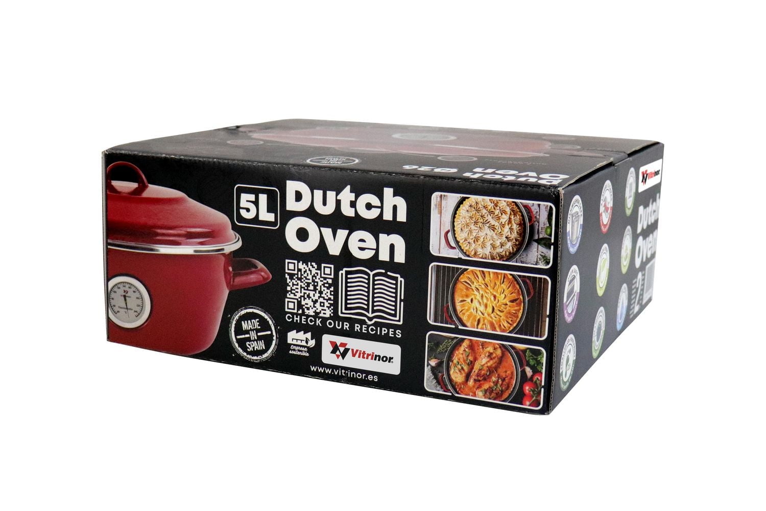 Vitrinor Dutch Oven Red 26 Cm (5L) with Temperature Gauge