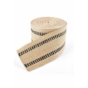 Jute Webbing W/Black Stripes, for Upholstery (3.5"x25yards) Natural Color. Fabricko Brand.