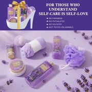 Spa Luxetique Bath and Body Gift Sets for Women, Lavender Gift Baskets Kits Elegant Gifts for Mom, Her Self Care Relaxing, 8 Pcs