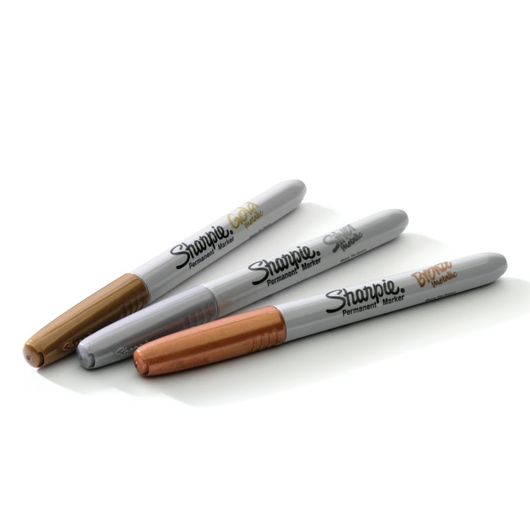  Sharpie Metallic Fine Point Permanent Markers 3/Pkg-Gold,  Silver & Bronze : Office Products
