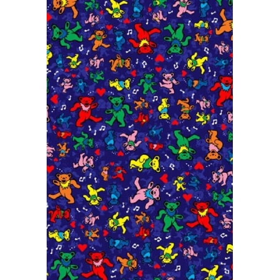 New 3D Retro Blue Dancing Bears Grateful Dead Tapestry Gift Hearts Colorful NIP