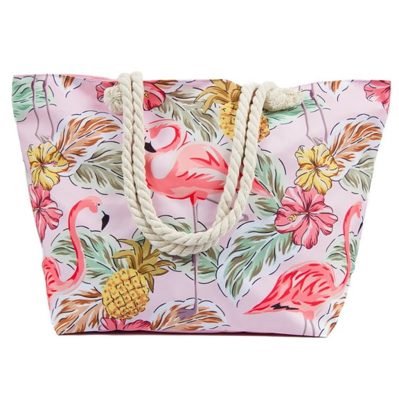 Tropical Tote Bag, Pineapple Flamingo Bag