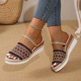 thumbnail image 3 of Women's Summer New Big Size One Line Color Knitted Fish Mouth Wedge Sandals Summer Sandals Brown 41, 3 of 5