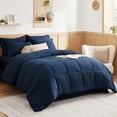 thumbnail image 5 of U by Bedsure Navy Twin Comforter Set - 5 Pieces Solid Twin Bed in a Bag, Twin Bed Set Navy with Quilted Warm Fluffy Comforters, Sheets, Pillowcase & Sham, 5 of 6