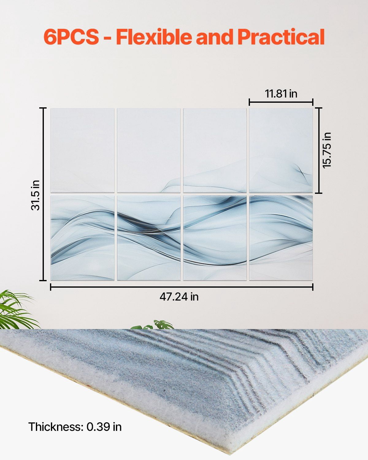 8 Pack Self Adhesive Acoustic Panels 47.24x23.62x0.4 Inch Soundproof Wall Tiles Decorative Sound Dampening Boards for Home Office Studio Gaming Room Theater