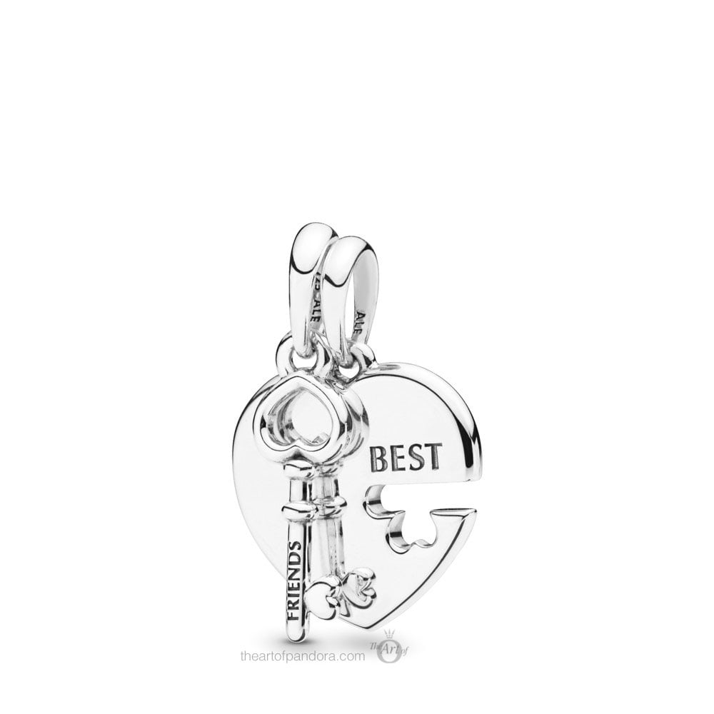 Friends Heart \u0026 Key Necklace Pendant 