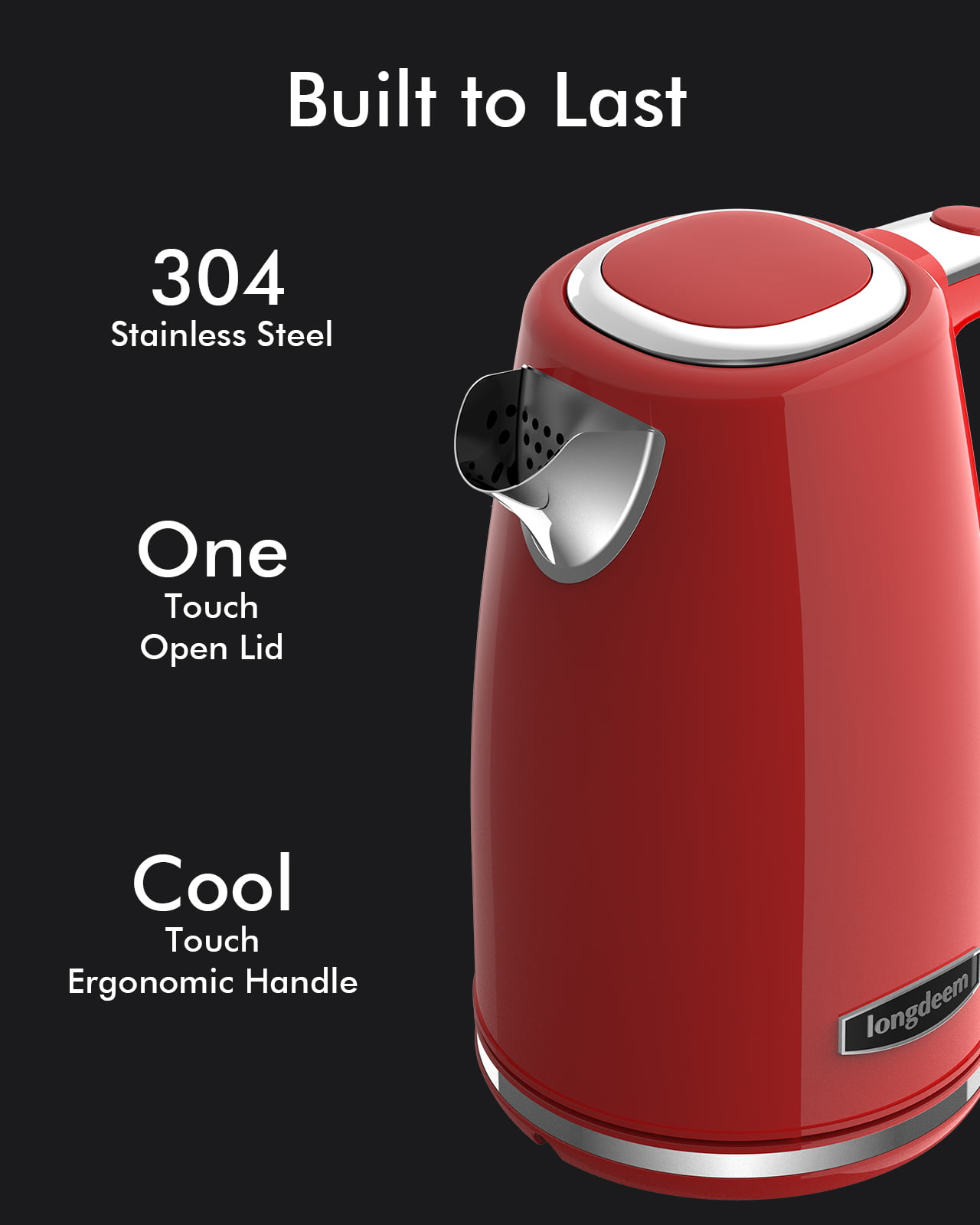 Retro Red Electric Kettle Automatic Smart Power Off Boiling Water
