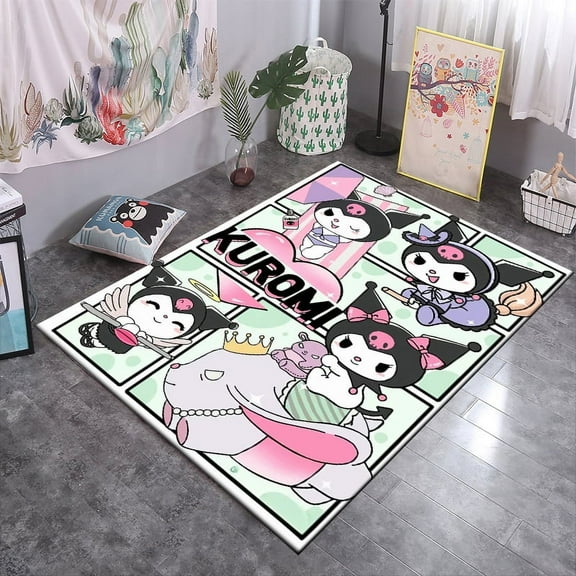 Sanrio Cartoon Kuromi Painting Area Carpet for Home Living Room Bedroom Sofa Non-slip Doormat Decor Mat Gift