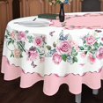 thumbnail image 2 of Pink Oval Tablecloth, Rose Flower Printed Tablecloth, Spring Summer Waterproof Floral Tablecloth 60x102inch, Suitable for Indoor and Outdoor, Holiday Kitchen Restaurant and Party, 2 of 6